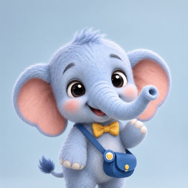 Elefriend on a soft blue background